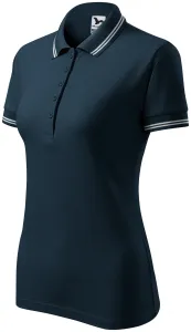 Kontrastowa koszulka polo damska, ciemny niebieski