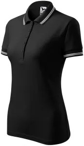 Kontrastowa koszulka polo damska, czarny #103922