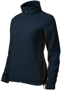 Kontrastowa kurtka damska z polaru, ciemny niebieski #105978