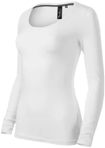 Koszulka damska z długim rękawem i głębszym dekoltem, biały #319756