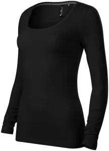 Koszulka damska z długim rękawem i głębszym dekoltem, czarny #105363