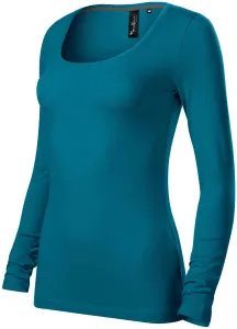 Koszulka damska z długim rękawem i głębszym dekoltem, petrol blue #105381