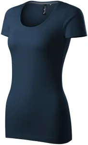 Koszulka damska z ozdobnymi przeszyciami, ciemny niebieski