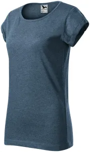 Koszulka damska z podwiniętymi rękawami, ciemny dżinsowy marmur #319404
