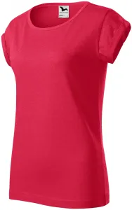 Koszulka damska z podwiniętymi rękawami, czerwony marmur