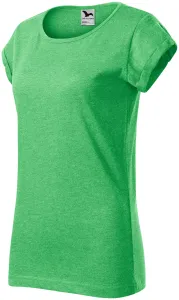 Koszulka damska z podwiniętymi rękawami, zielony marmur
