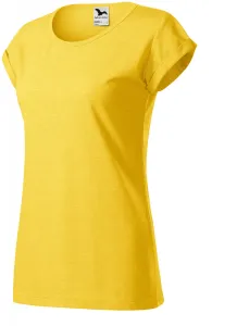 Koszulka damska z podwiniętymi rękawami, żółty marmur #319416