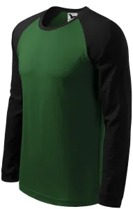 Męska koszulka kontrastowa z długim rękawem, butelkowa zieleń