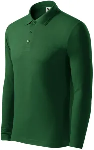 Męska koszulka polo z długim rękawem, butelkowa zieleń #104692