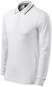 Męska koszulka polo z kontrastowymi długimi rękawami, biały #101607