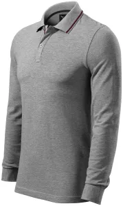 Męska koszulka polo z kontrastowymi długimi rękawami, ciemnoszary marmur #315156