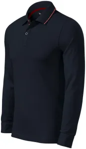 Męska koszulka polo z kontrastowymi długimi rękawami, ciemny niebieski