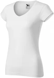 T-shirt damski slim fit z dekoltem w szpic, biały #319526