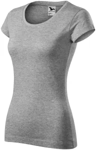 T-shirt damski slim fit z okrągłym dekoltem, ciemnoszary marmur #319476