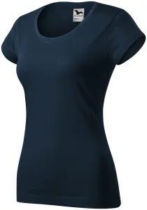 T-shirt damski slim fit z okrągłym dekoltem, ciemny niebieski #105139