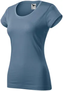 T-shirt damski slim fit z okrągłym dekoltem, denim #319520