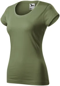 T-shirt damski slim fit z okrągłym dekoltem, khaki #319508