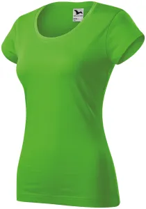 T-shirt damski slim fit z okrągłym dekoltem, zielone jabłko