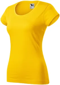 T-shirt damski slim fit z okrągłym dekoltem, żółty