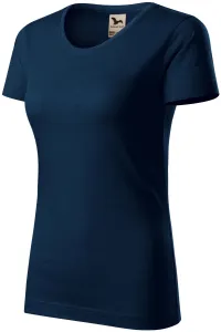 T-shirt damski, teksturowana bawełna organiczna, ciemny niebieski #321315