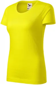 T-shirt damski, teksturowana bawełna organiczna, cytrynowo żółty #321339