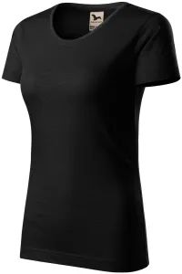 T-shirt damski, teksturowana bawełna organiczna, czarny #321285