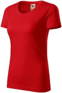 T-shirt damski, teksturowana bawełna organiczna, czerwony #321292
