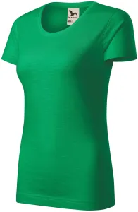 T-shirt damski, teksturowana bawełna organiczna, zielona trawa #321303