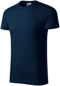 T-shirt męski, teksturowana bawełna organiczna, ciemny niebieski