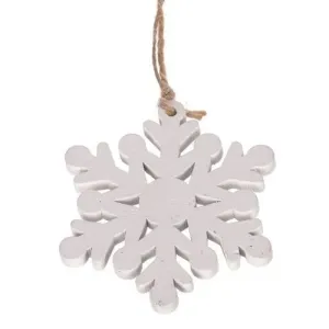 Drewniana ozdoba świąteczna Snowflake, biały, 8 szt