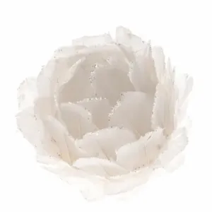 Świąteczna ozdoba z piór Kwiat, śr. 8 cm,  biały
