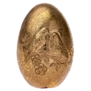 Ozdobne złote jajko z ptaszkami, 6 x 10  cm
