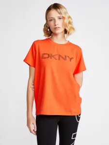 DKNY Striped Logo Koszulka Pomarańczowy #281328