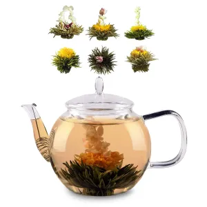 Feelino Bedida, dzbanek do herbaty z pokrywką i sitkiem, 1300 ml, szkło borokrzemowe, herbata kwitnąca (6 szt.) #94262