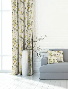 Zasłona lub materiał dekoracyjny, OXY Kwiaty drzewa, beżowożółte, 150 cm