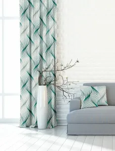 Zasłona lub materiał dekoracyjny, OXY Waves, turkus, 150 cm