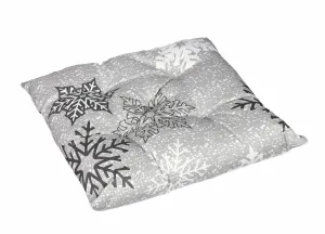 Świąteczne siedzisko Płatki śniegu szary, 40 x 40 cm