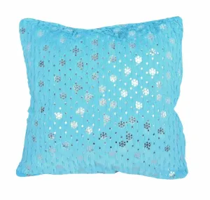 Poszewka na poduszkę, Pluszowa ze srebrnymi gwiazdkami, niebieska, 40 x 40 cm