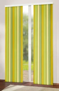 Wyprzedaż zasłony dekoracyjnej z tunelikiem, OXY Tęcza żółto-zielona, 140 x 160 cm
