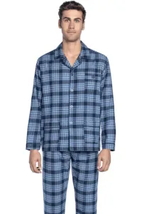 Flanelowa piżama męska LORENZO Niebieski XL
