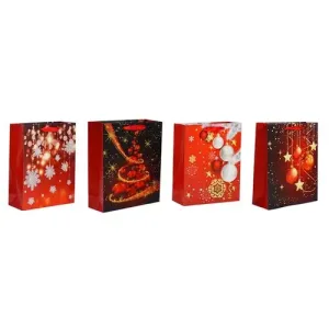 Zestaw toreb bożonarodzeniowych na prezenty  4 szt., czerwony, 26 x 32 x 10 cm
