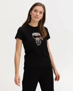 Karl Lagerfeld Ikonik Rhinestone Koszulka Czarny #291956
