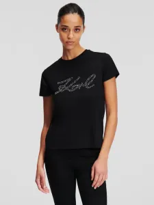 Karl Lagerfeld Rhinestone Logo Koszulka Czarny