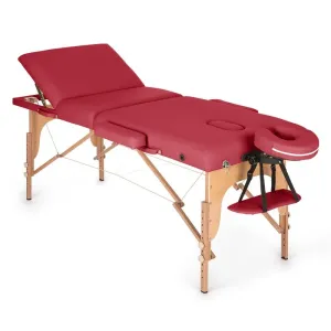KLARFIT MT 500, stół do masażu, 210 cm, 200 kg, składany, torba, kolor czerwony