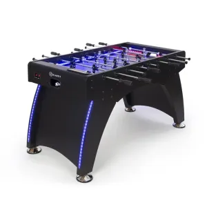 KLARFIT Arrowhead, stół do gry w piłkarzyki, 117 x 68 cm, LED oświetlenie, automatyczne liczenie bramek, czarny