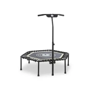 KLARFIT Jumpanatic, trampolina fitness, Ø 44“/112 cm, drążek z uchwytem, składana, kolor biały