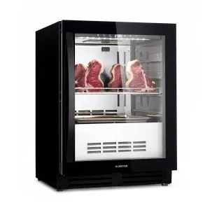 Klarstein Steakhouse Pro 98 Onyx, szafa do sezonowania mięsa, 1 strefa, 98 l, 1-25°C, panel dotykowy, panoramiczne drzwi