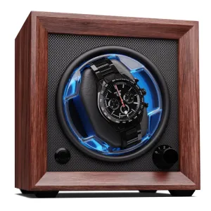 Klarstein Brienz 1, rotomat do zegarków, 1 zegarek, 4 tryby, wygląd drewna, niebieskie oświetlenie #548340