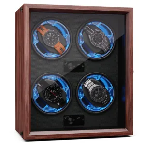 Klarstein Brienz 4, rotomat do zegarków, 4 zegarki, 4 tryby, wygląd drewna, niebieskie oświetlenie #548342