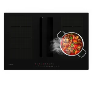 Klarstein Chef-Fusion, system down air, płyta indukcyjna + wyciąg kuchenny downair, 77 cm, 600 m³/h, wydajność wyciągu A+
